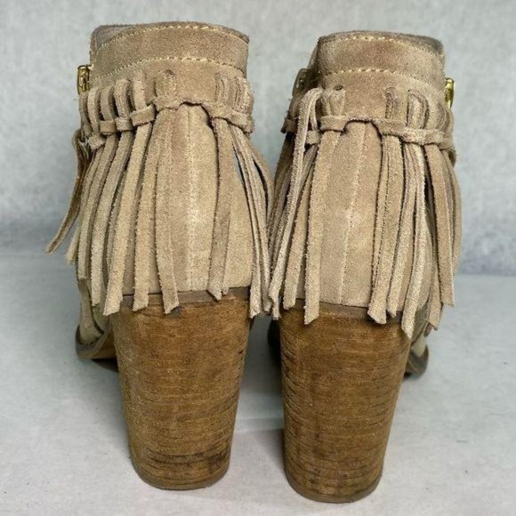 Aldo Suede Stacked Heel Fringe Ankle Bootie 7 - Picture 3 of 14